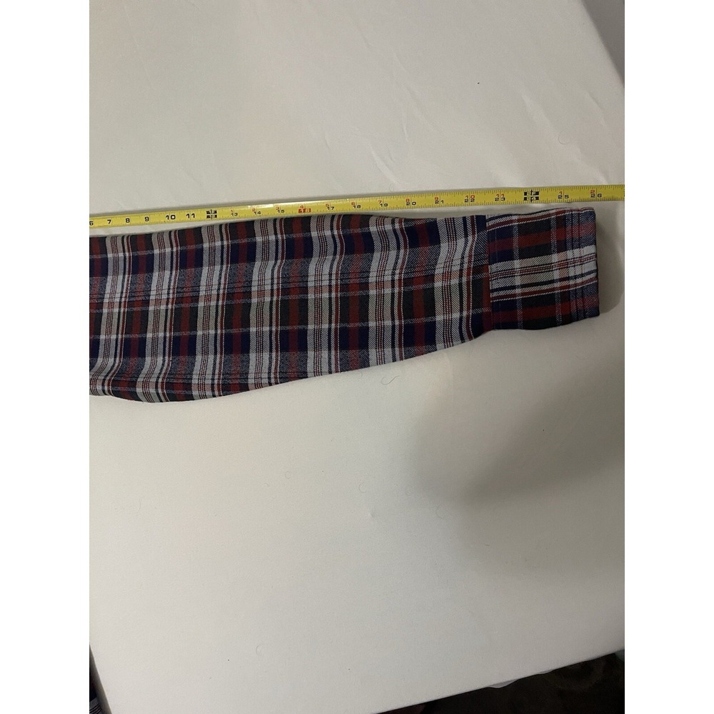 Dee Cee Vintage 80s Red Blue Plaid Pearl Snap Western Raw Hem Shirt 15 1/2 - 35 - Picture 8 of 8